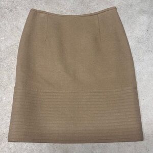 Carlisle Angora Wool Blend Ribbed Straight Pencil Mini Skirt Tan Size 8